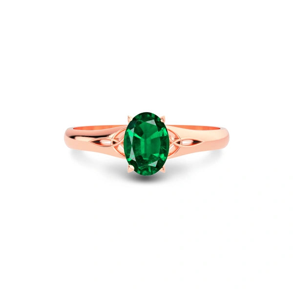 Emerald (Zambia) Rose Gold Ring  R6