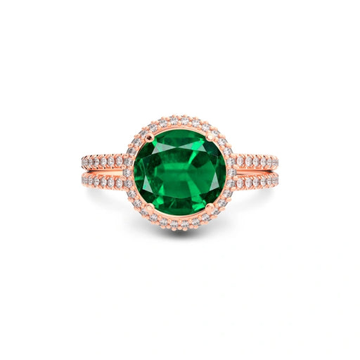 Emerald (Zambia) Rose Gold Ring  R11