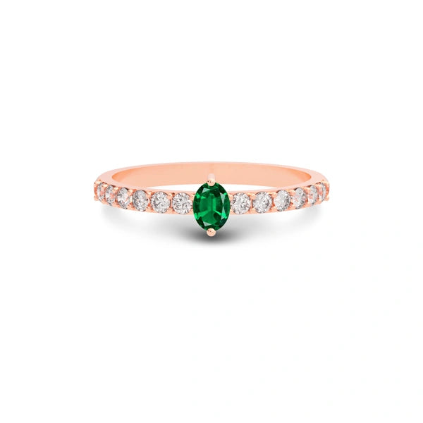 Emerald (Zambia) Rose Gold Ring  R20
