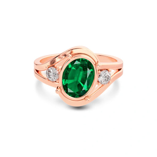 Emerald (Zambia) Rose Gold Ring  R26