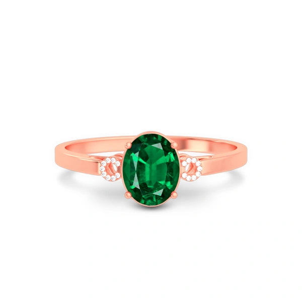Emerald (Zambia) Rose Gold Ring  R38