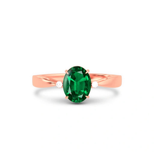 Emerald (Zambia) Rose Gold Ring  R42