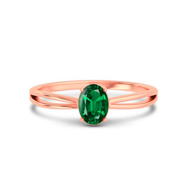Emerald (Zambia) Rose Gold Ring  R43