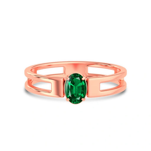Emerald (Zambia) Rose Gold Ring  R45