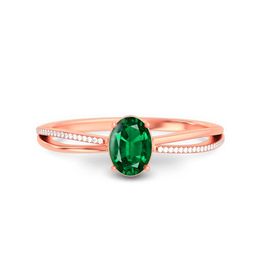 Emerald (Zambia) Rose Gold Ring  R47
