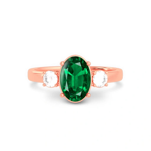Emerald (Zambia) Rose Gold Ring  R51