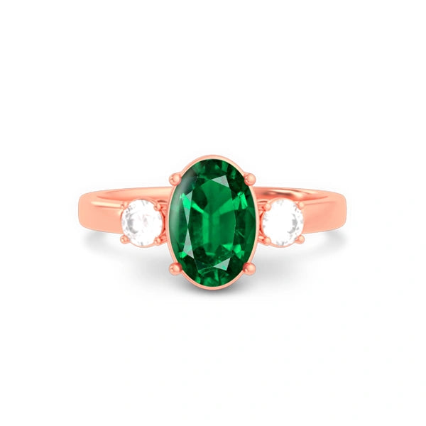 Emerald (Zambia) Rose Gold Ring  R51