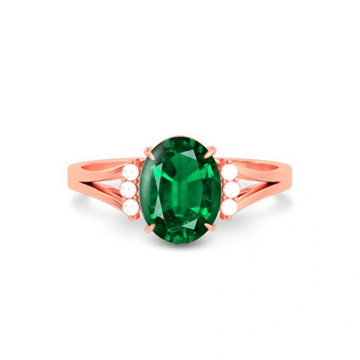 Emerald (Zambia) Rose Gold Ring  R52