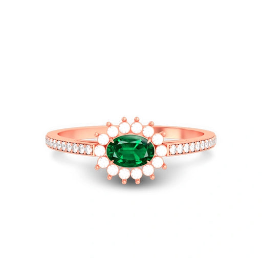 Emerald (Zambia) Rose Gold Ring  R55