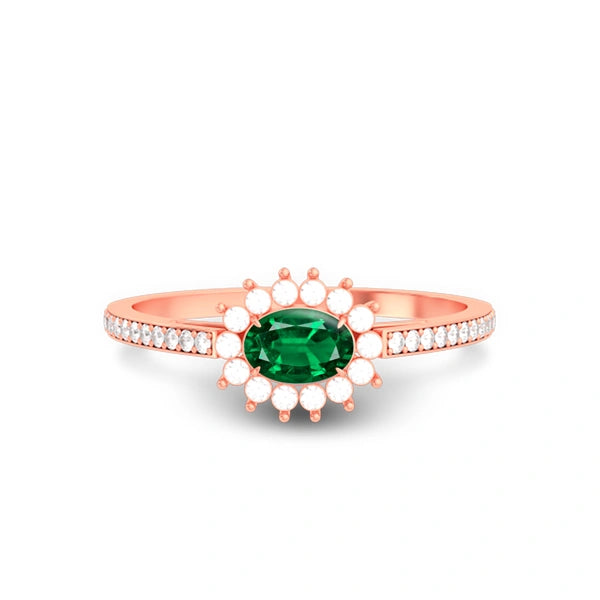 Emerald (Zambia) Rose Gold Ring  R55
