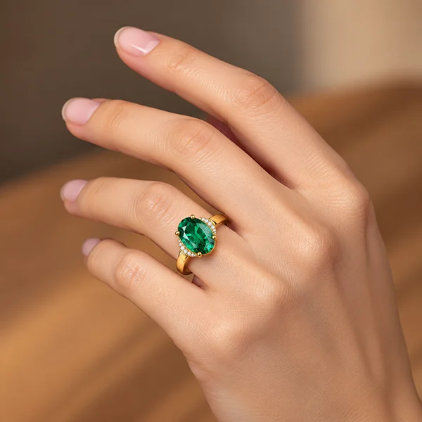 Emerald (Zambia) Gold Ring R54