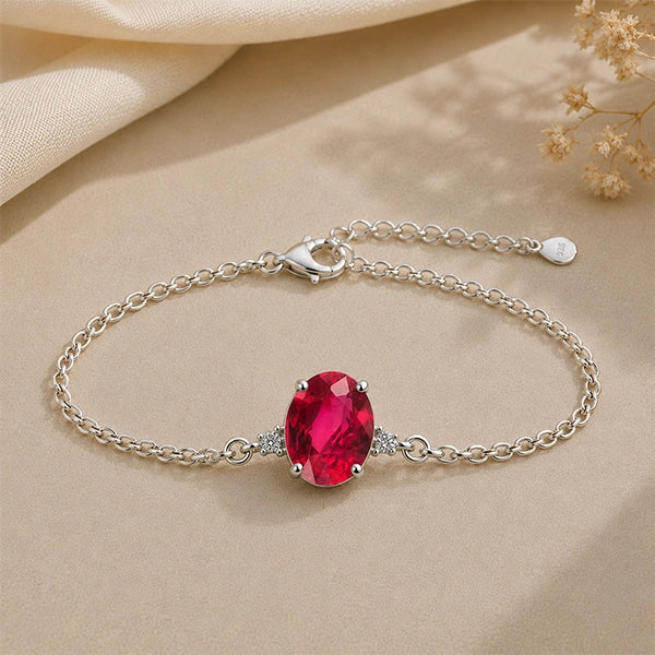 Indian Ruby Silver Rakhi Bracelet - RK-1IR