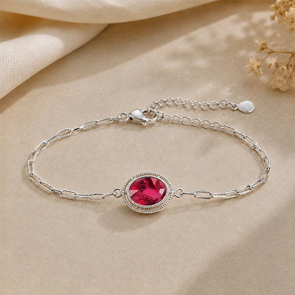 Indian Ruby Silver Rakhi Bracelet - RK-2IR