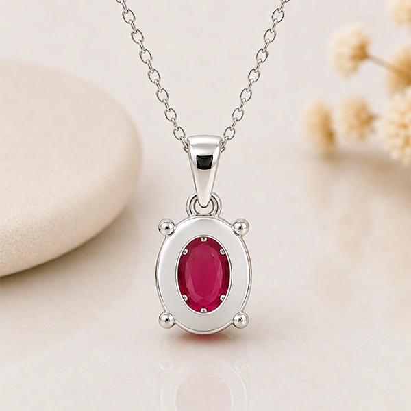 Indian Ruby Silver Pendant