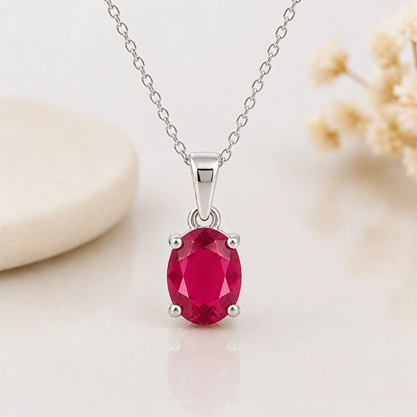 Indian Ruby Silver Pendant
