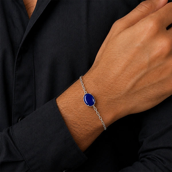 Lapis Lazuli Silver Rakhi Bracelet - RK-1LZ