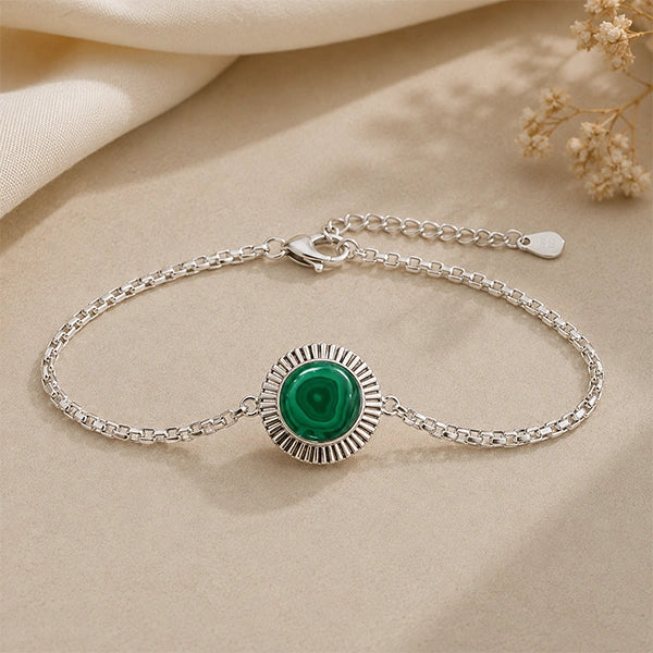 Malachite Silver Rakhi Bracelet - RK-3MT