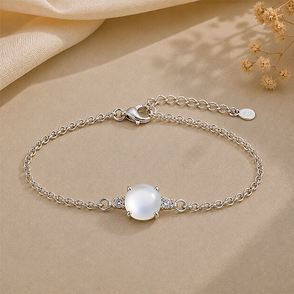 Moonstone Silver Rakhi Bracelet - RK-1MS
