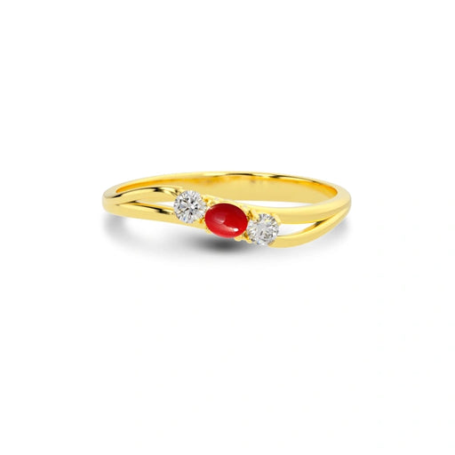 Red Coral Gold Ring R1