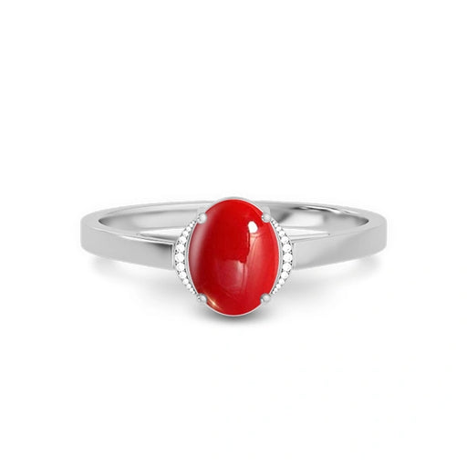 Red Coral Platinum Ring R54