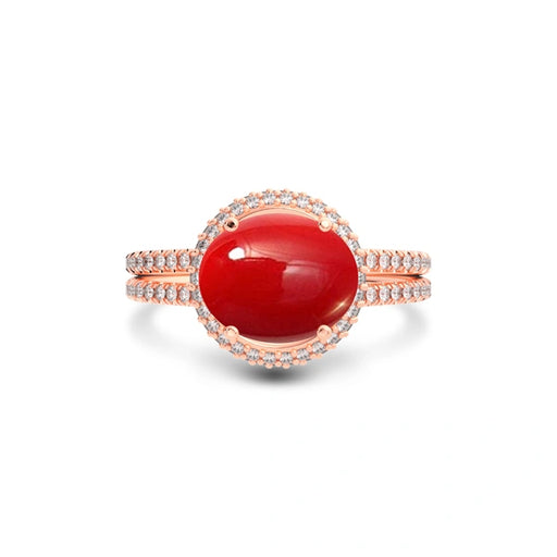 Red Coral Rose Gold Ring R11