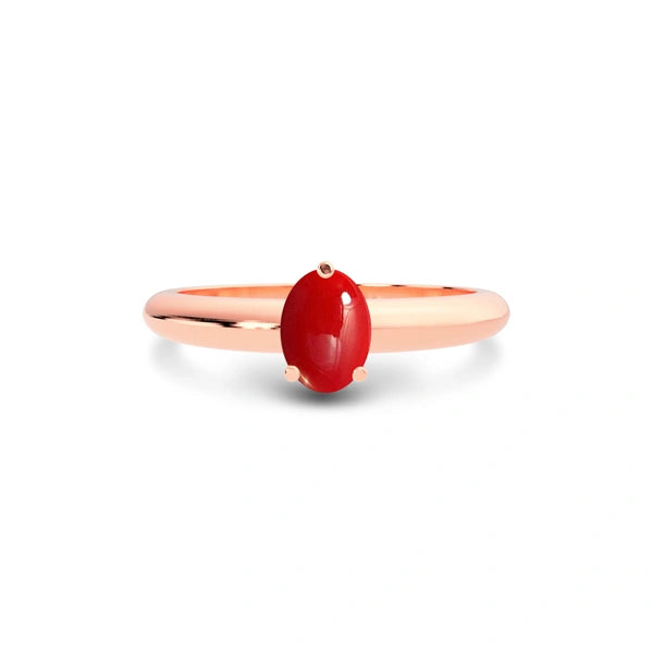 Red Coral Rose Gold Ring R13