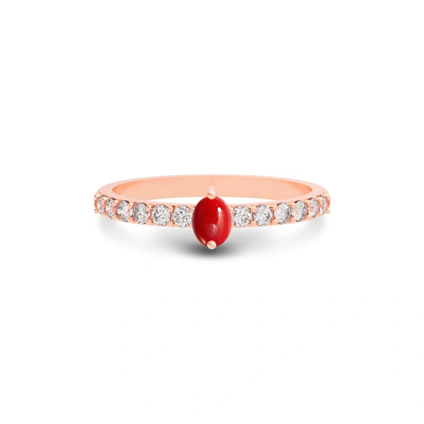 Red Coral Rose Gold Ring R20