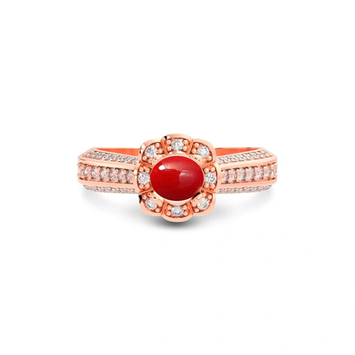 Red Coral Rose Gold Ring R30
