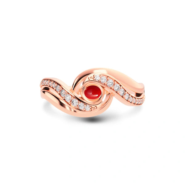 Red Coral Rose Gold Ring R32