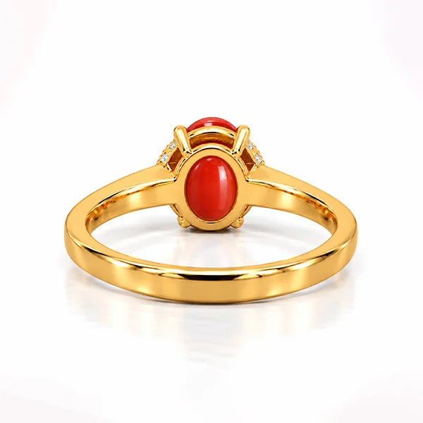 Red Coral Gold Ring R54