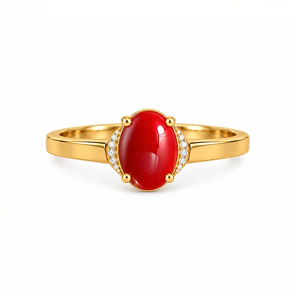 Red Coral Gold Ring R54