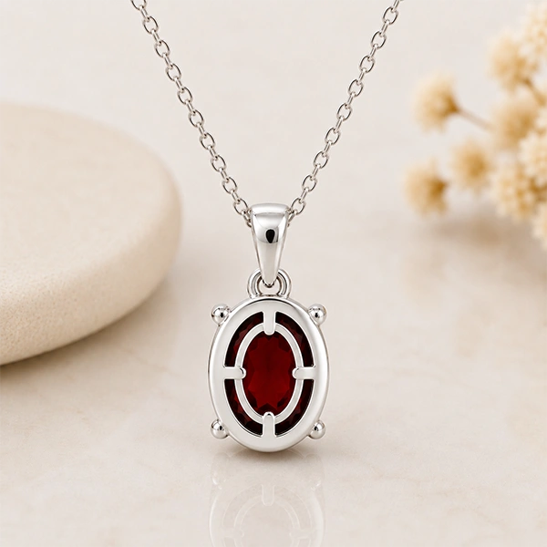 Red Garnet Silver Pendant