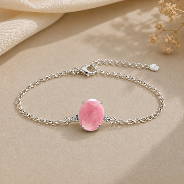 Rose Quartz Silver Rakhi Bracelet - RK-1RQ