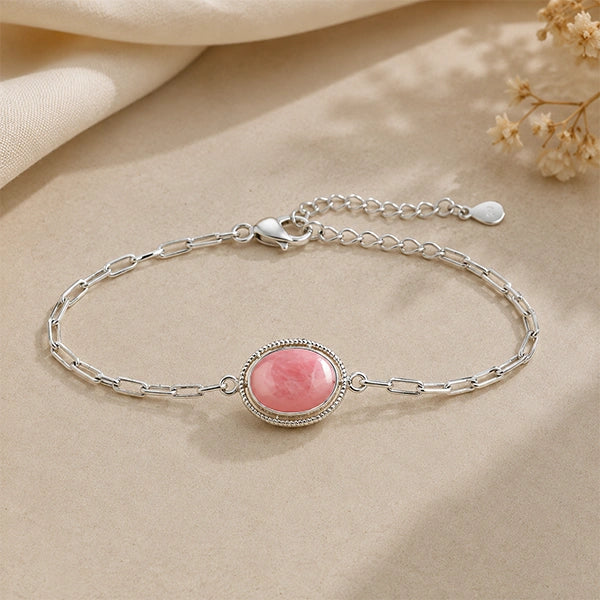Rose Quartz Silver Rakhi Bracelet - RK-2RQ