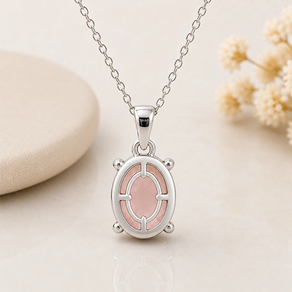 Rose Quartz Silver Pendant