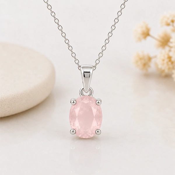 Rose Quartz Silver Pendant