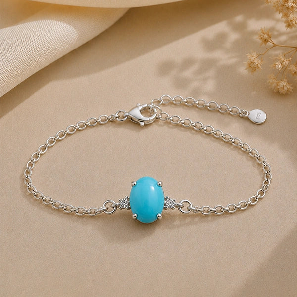 Turquoise (Firoza) Silver Rakhi Bracelet - RK-1TS