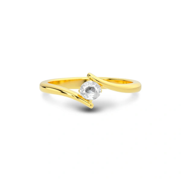 White Sapphire Gold Ring R2