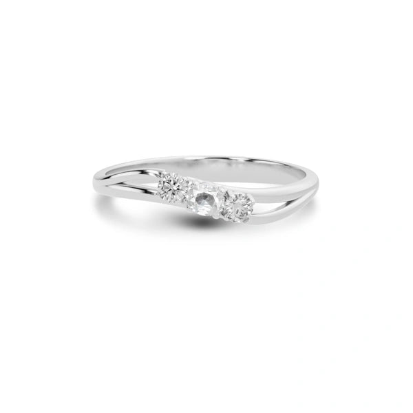White Sapphire Platinum Ring R1