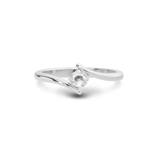 White Sapphire Platinum Ring R2