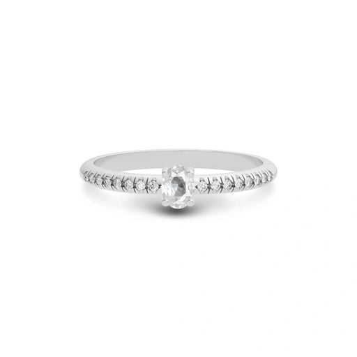 White Sapphire Platinum Ring R4