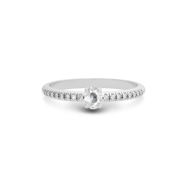 White Sapphire Platinum Ring R4