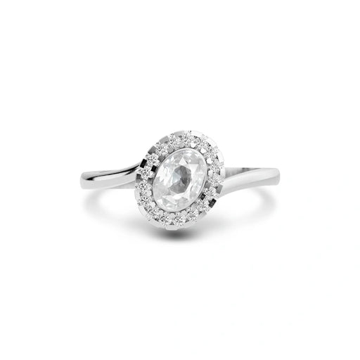 White Sapphire Platinum Ring R5