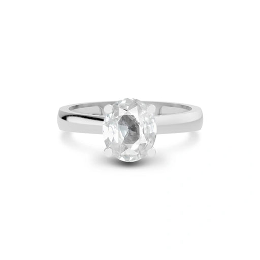 White Sapphire Platinum Ring R7