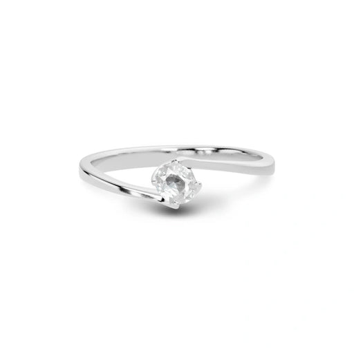 White Sapphire Platinum Ring R8