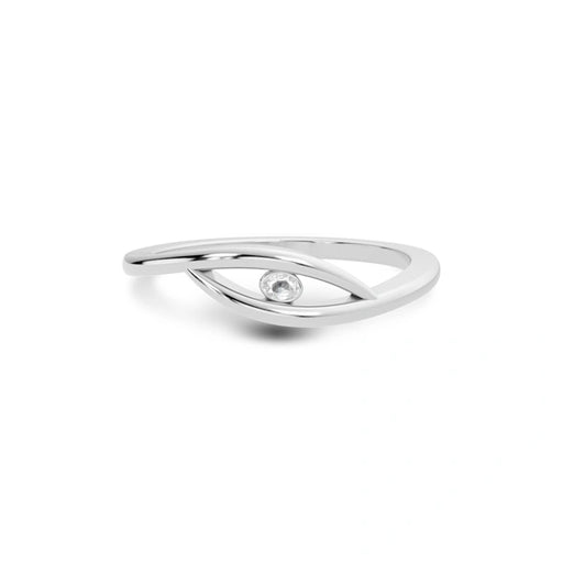 White Sapphire Platinum Ring R9