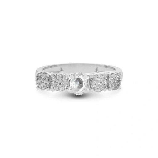 White Sapphire Platinum Ring R10