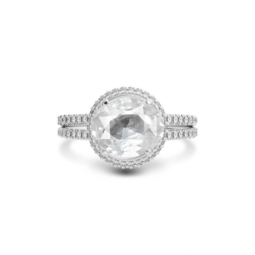 White Sapphire Platinum Ring R11