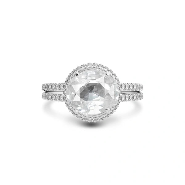 White Sapphire Platinum Ring R11
