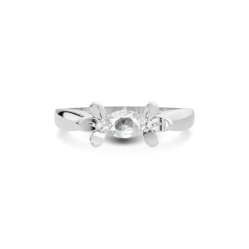 White Sapphire Platinum Ring R12